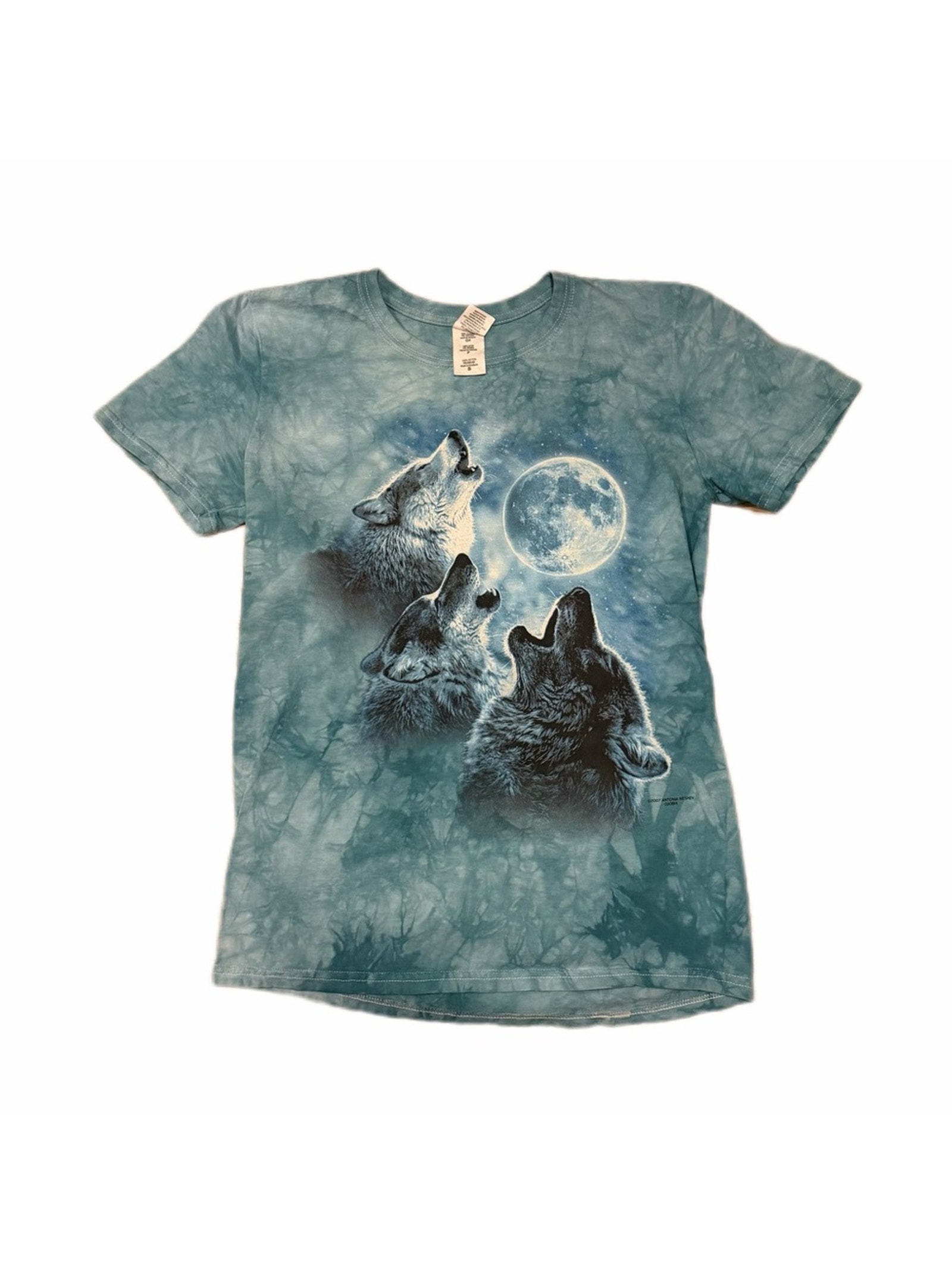 Wolf Moon Gilded Soft Style Tie Dye Graphic Tee Shirt Moon